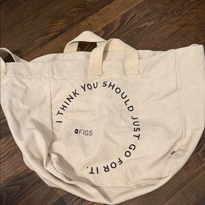 Figs Beige Canvas Tote with Motivational Text